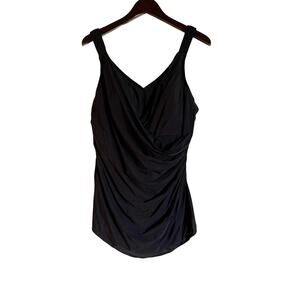Lands End Sz 20W/L Slender Suit Tummy Control Skirted One‎ Piece Swimsuit